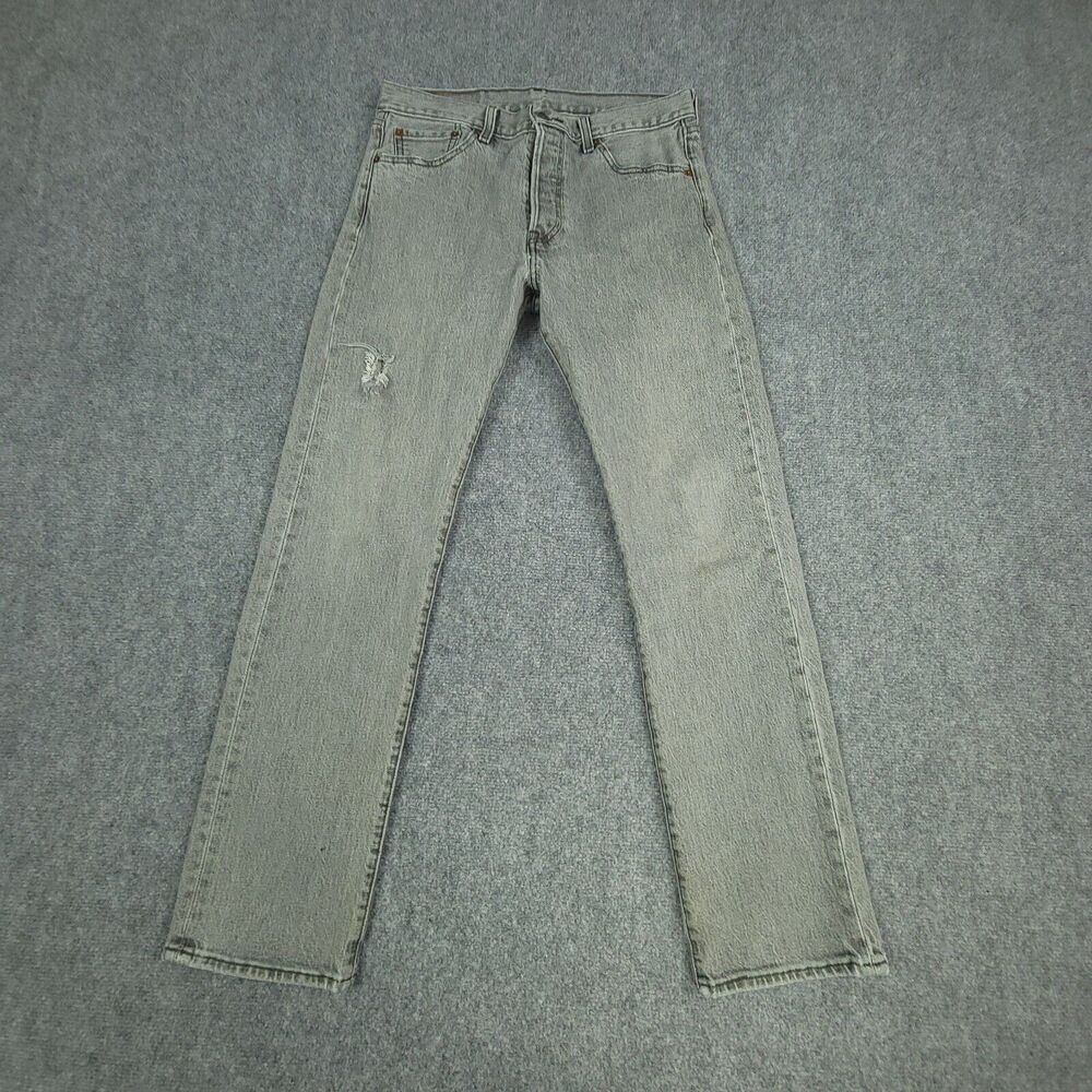 Levis 501 Jeans Mens 30x30 Gray Original Fit Button Fly Mid Rise medium Wash
